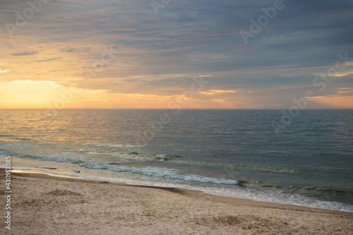 View on landscape of sunset at beach. Travel concept