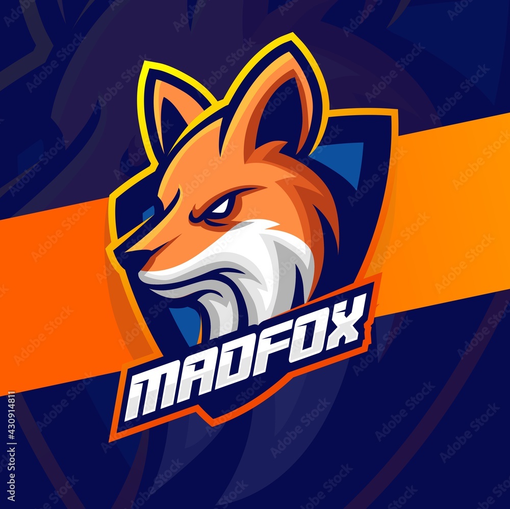 fox mascot for e-sport logo designs for gaming team vector de Stock | Adobe  Stock