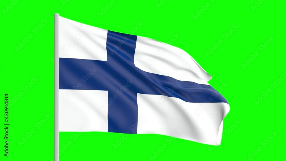 National Flag Of Finland Waving In The Wind on Green Screen With Alpha Matte National Flag Of Finland Waving In The Wind on Green Screen With Alpha Matte