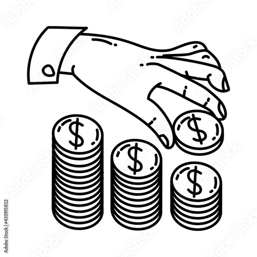 Mutual Funds Icon. Doodle Hand Drawn or Outline Icon Style