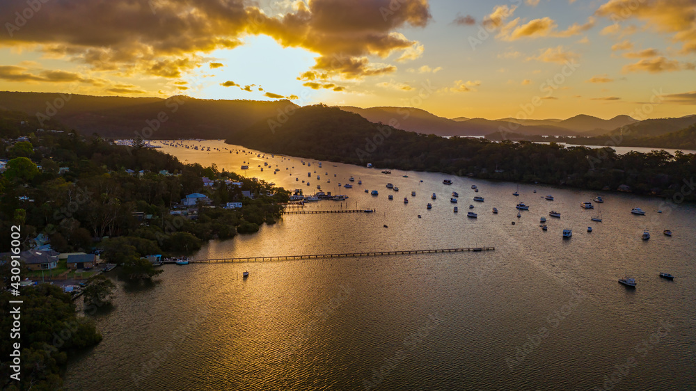 Golden rays of light in the bay.