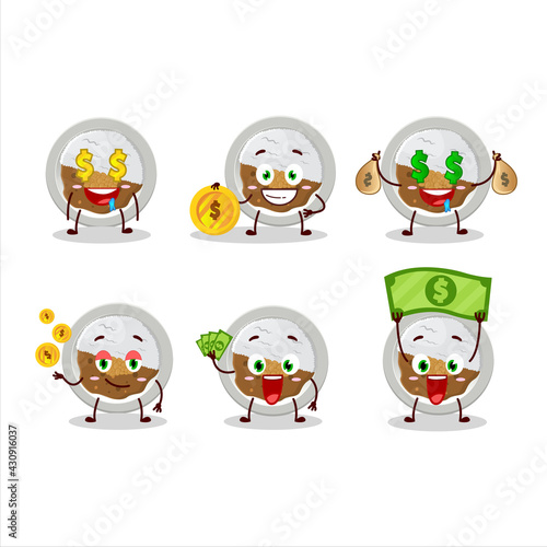 Coco ichibanya curry cartoon character with cute emoticon bring money