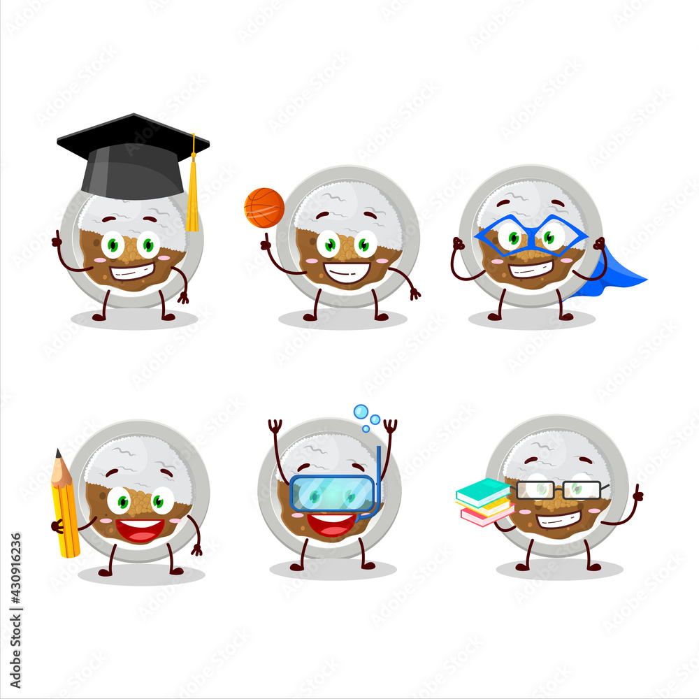 School student of coco ichibanya curry cartoon character with various expressions