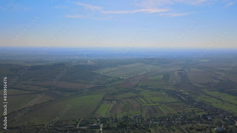 Aerial panorama in mountains rural scenery of countryside at wonderful springtime landscape Aerial panorama in mountains rural scenery of countryside at wonderful springtime landscape