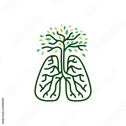 tree root lung breath logo vector icon illustration
