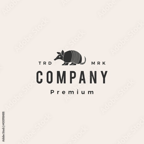 armadillo hipster vintage logo vector icon illustration