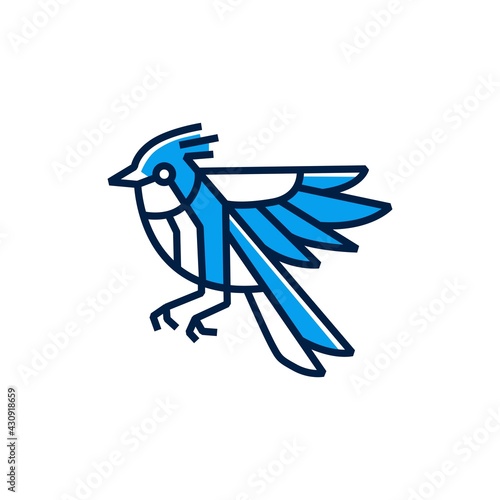 blue jay bird logo vector icon illustration