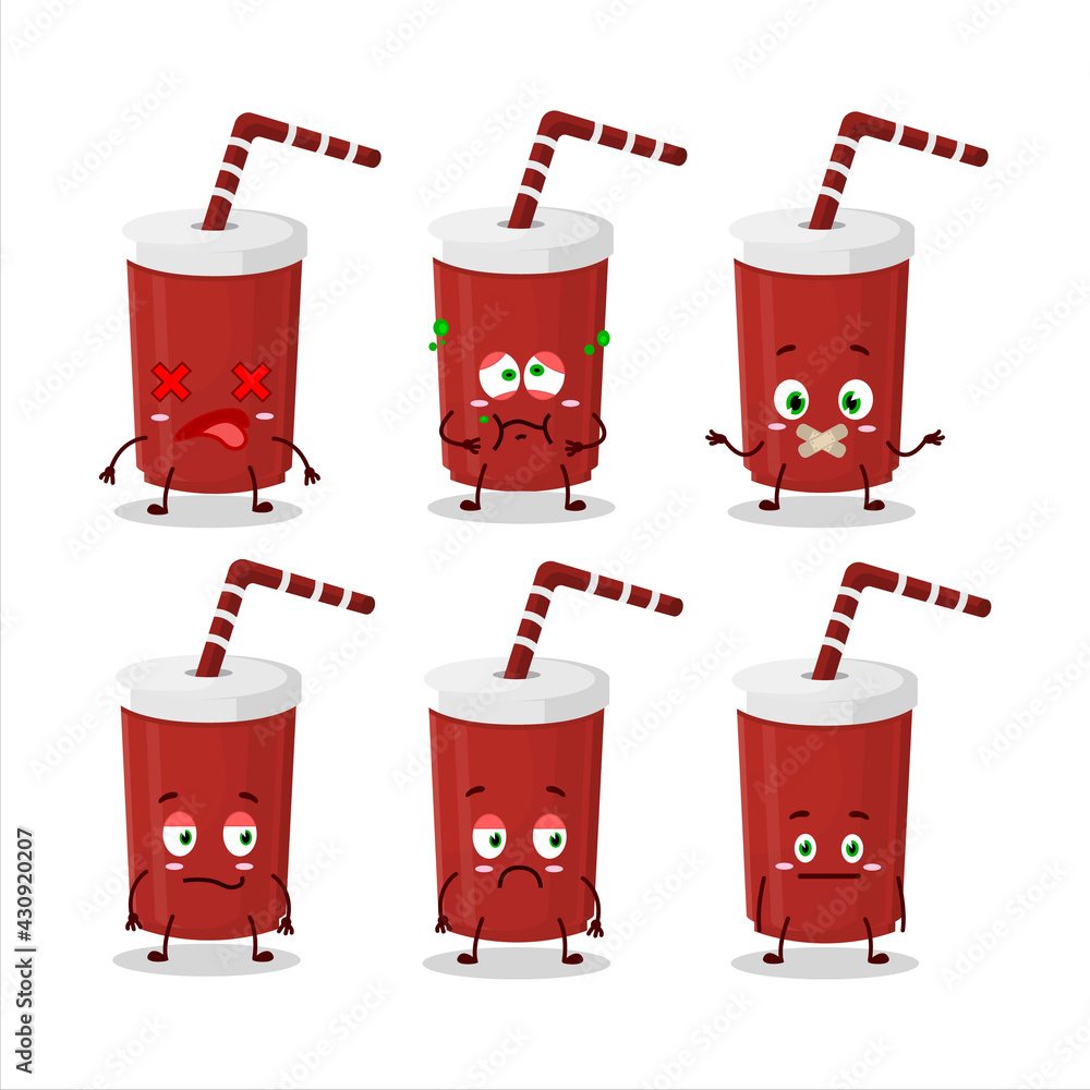 Red cardboard cup cartoon character with nope expression Red cardboard cup cartoon character with nope expression