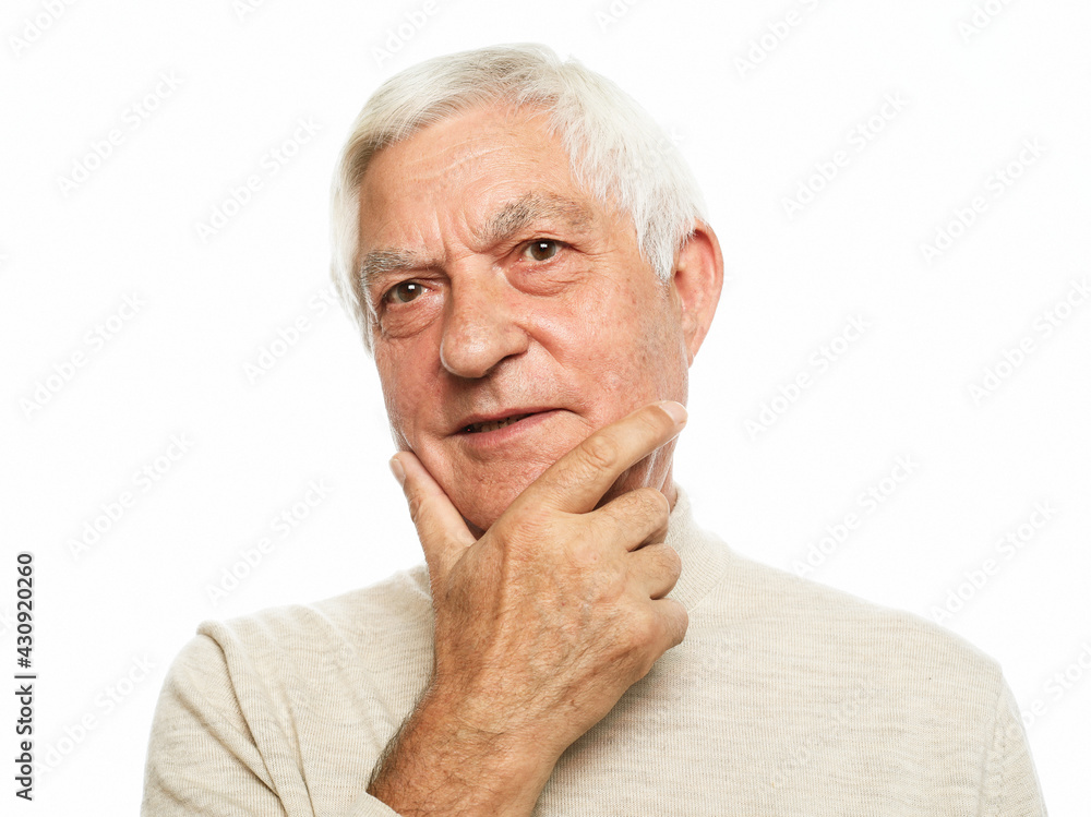 Lifestyle and old people concept: portrait of happy senior man over white background Lifestyle and old people concept: portrait of happy senior man over white background