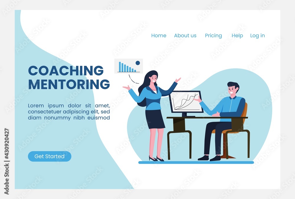 coaching mentoring business plan illustration template for landing page