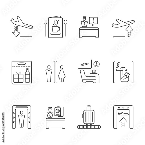 set of airport signage icons  vector  white background