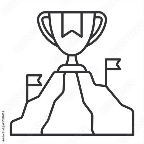 icon, vector isolated image on a white background, achieving success, conquering the top, winner's cup