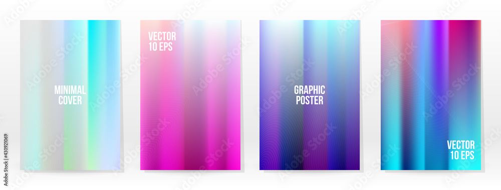 Fototapeta premium Holographic Poster Set Iridescent Technology Cover