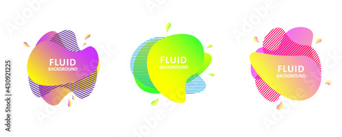 Set of abstract vector banners. Flat geometric liquid shape with various gradient colors. Modern vector template, template for logo design, flyer or presentation