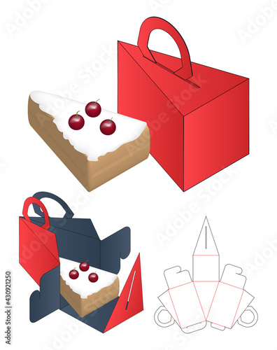 Cake Box packaging die cut template design. 3d mock-up