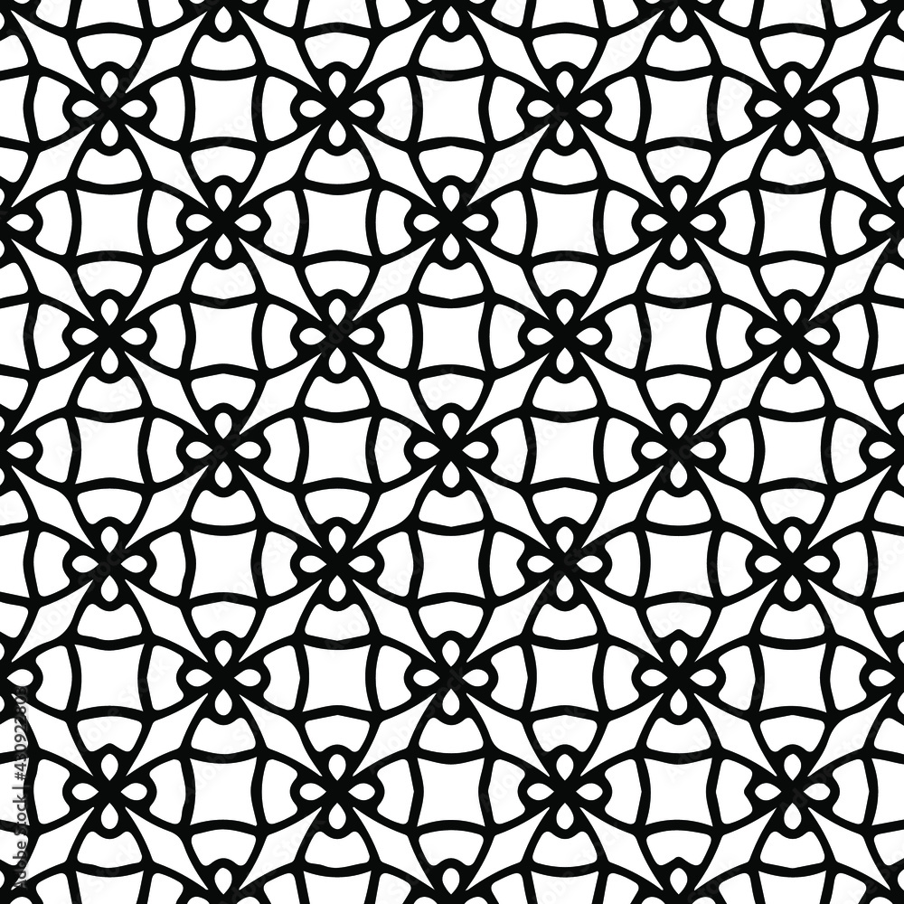Fototapeta premium Geometric vector pattern with triangular elements. Seamless abstract ornament for wallpapers and backgrounds. Black and white colors. 