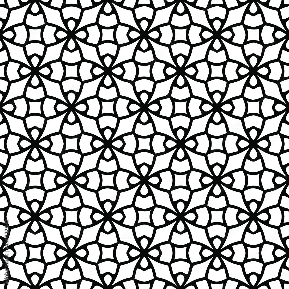 Fototapeta premium Geometric vector pattern with triangular elements. Seamless abstract ornament for wallpapers and backgrounds. Black and white colors. 