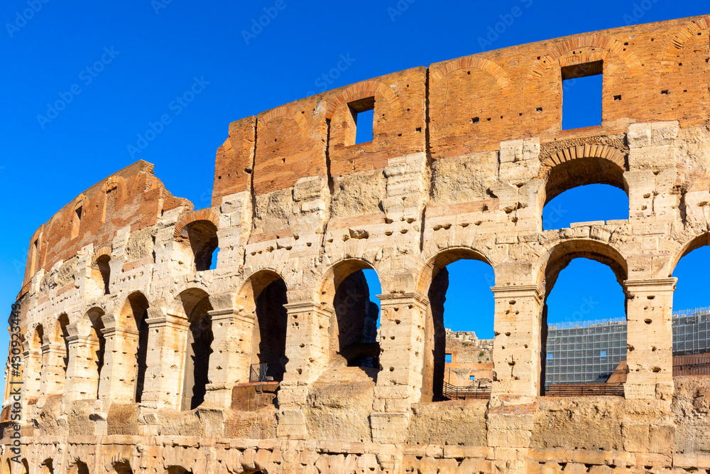 Colosseum, 1st century antique, oval amphitheatre in the centre of the city, Rome, Italy