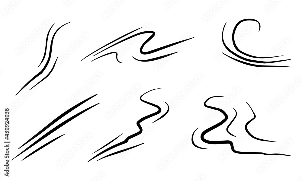 hand drawn set wind doodle blow, gust design isolated on white background. vector illustration hand drawn set wind doodle blow, gust design isolated on white background. vector illustration