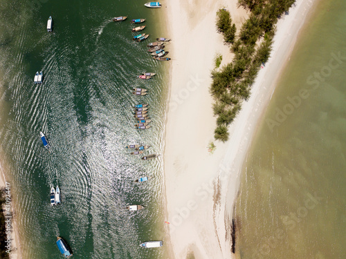 Aerial view Ao Nang beach famous place in Krabi, Thailand. photo