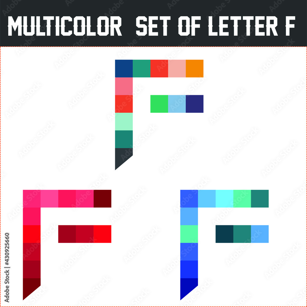 set of Unique multicolor F letter logo design vector illustration set of Unique multicolor F letter logo design vector illustration