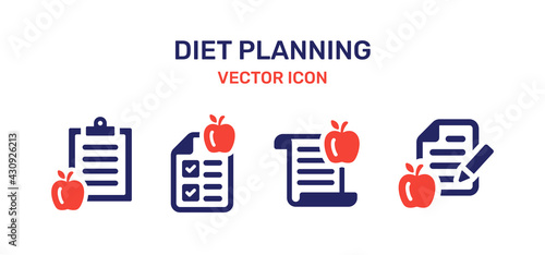 Diet planning vector icon illustration.