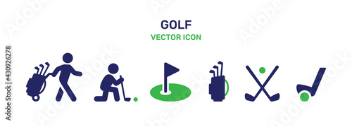 Golf icons set. Vector Design