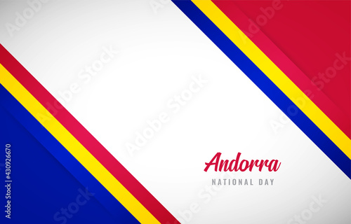 Happy Independence day of Andorra with Creative Andorra national country flag greeting background