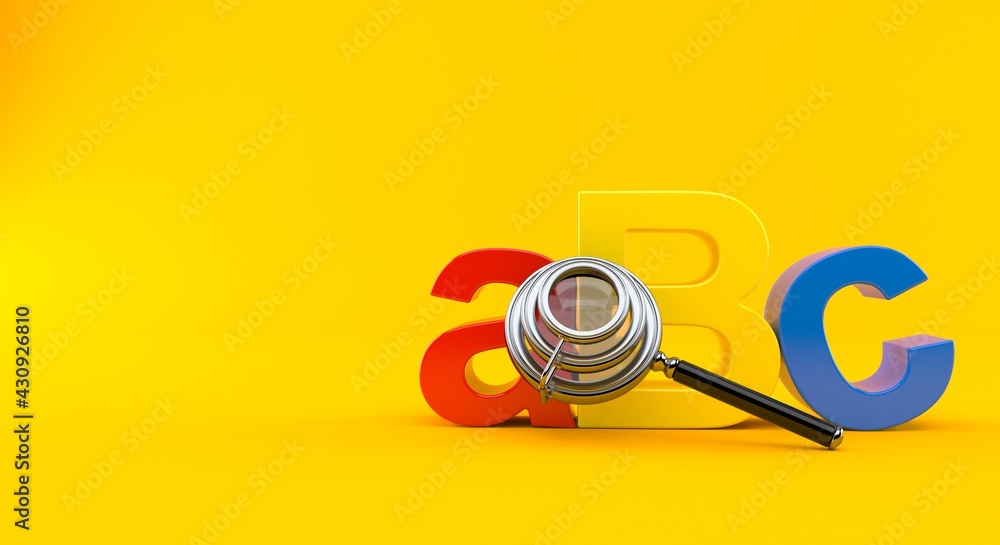 Fototapeta premium ABC text with magnifying glass