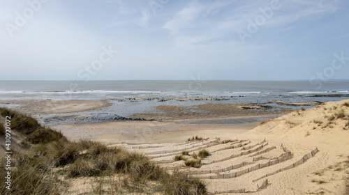 Fototapeta Naklejka Na Ścianę i Meble -  sand access dunes sandy beach in Lege Cap-Ferret atlantic ocean coast France