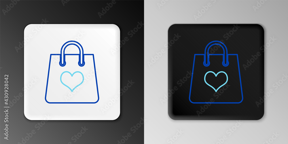 Line Shopping bag with heart icon isolated on grey background. Shopping bag shop love like heart icon. Valentine's day symbol. Colorful outline concept. Vector Line Shopping bag with heart icon isolated on grey background. Shopping bag shop love like heart icon. Valentine's day symbol. Colorful outline concept. Vector
