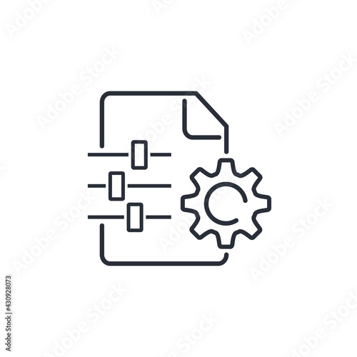 Document and control panel. Configuring document parameters. Vector linear icon isolated on white background.