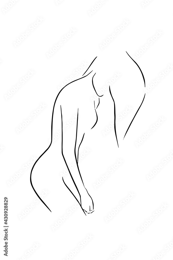 Abstract illustration. Poster. Drawing of a woman in one line. Abstract illustration. Poster. Drawing of a woman in one line.