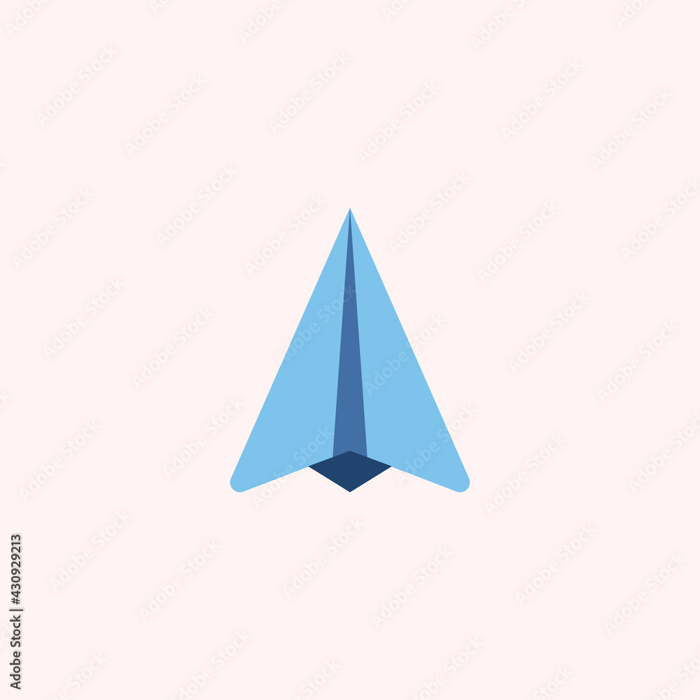 Letter A with paper plane shape logo design concept. Blue letter A design concept. Simple blue paper plane element. Letter A with paper plane shape logo design concept. Blue letter A design concept. Simple blue paper plane element.