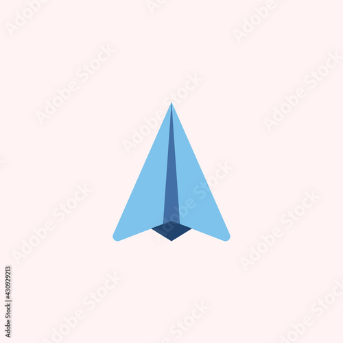 Letter A with paper plane shape logo design concept. Blue letter A design concept. Simple blue paper plane element.