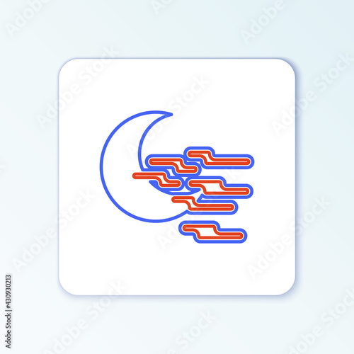 Line Fog and moon icon isolated on white background. Colorful outline concept. Vector