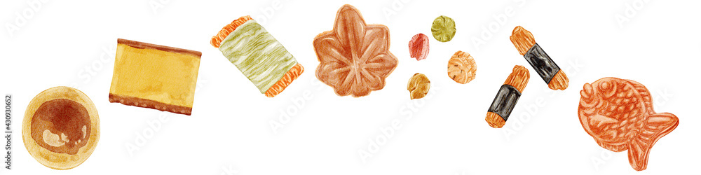 和菓子焼き菓子手描き水彩風イラスト Stock Vector Adobe Stock