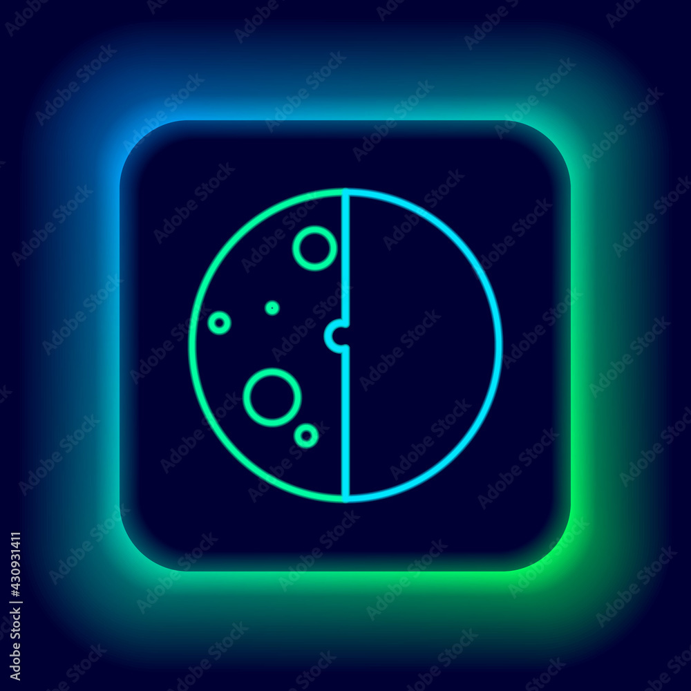 Glowing neon line Eclipse of the sun icon isolated on black background. Total sonar eclipse. Colorful outline concept. Vector Glowing neon line Eclipse of the sun icon isolated on black background. Total sonar eclipse. Colorful outline concept. Vector