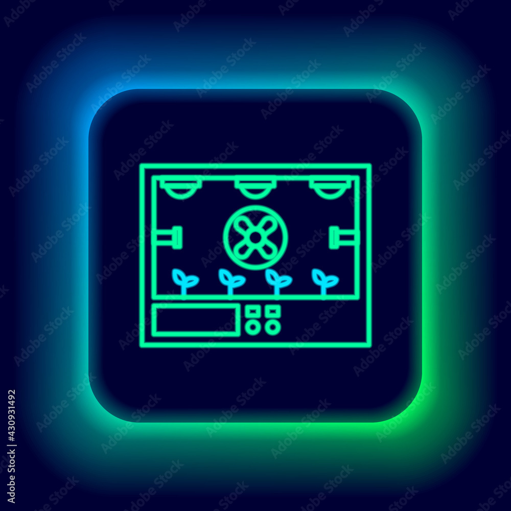 Glowing neon line Smart farming technology - farm automation system icon isolated on black background. Colorful outline concept. Vector Glowing neon line Smart farming technology - farm automation system icon isolated on black background. Colorful outline concept. Vector