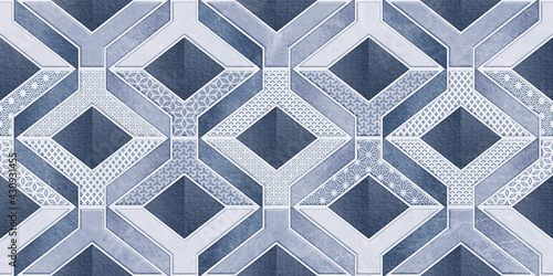 Digital Wall Tile Decor For Home, Ceramic Tile Design, Seamless colourful patchwork in Indian style, wallpaper, textile, web page background - 3D Illustration