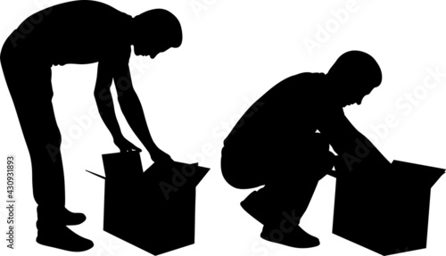 silhouettes of men opening boxes