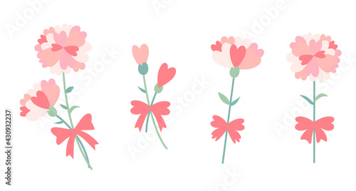 ハートの花の贈り物リボン付きパステルフラワーセット