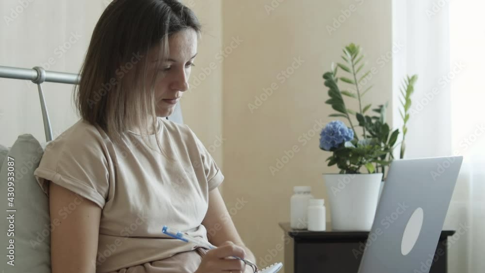 Woman consults with a doctor remotely Woman consults with a doctor remotely