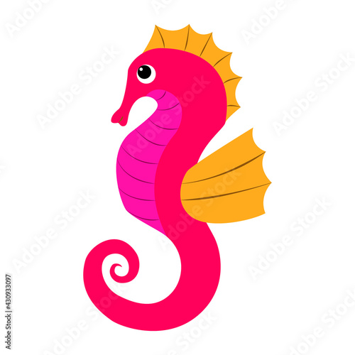cartoon image of a seahorse. vector isolated on a white background. vector isolated on a white background