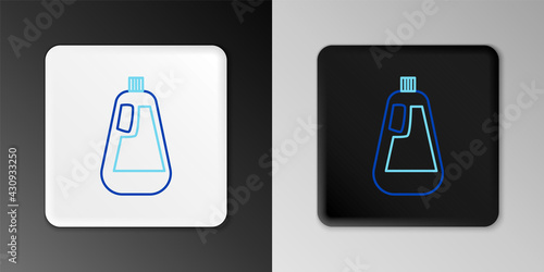Line Plastic bottle for liquid laundry detergent, bleach, dishwashing liquid icon isolated on grey background. Colorful outline concept. Vector