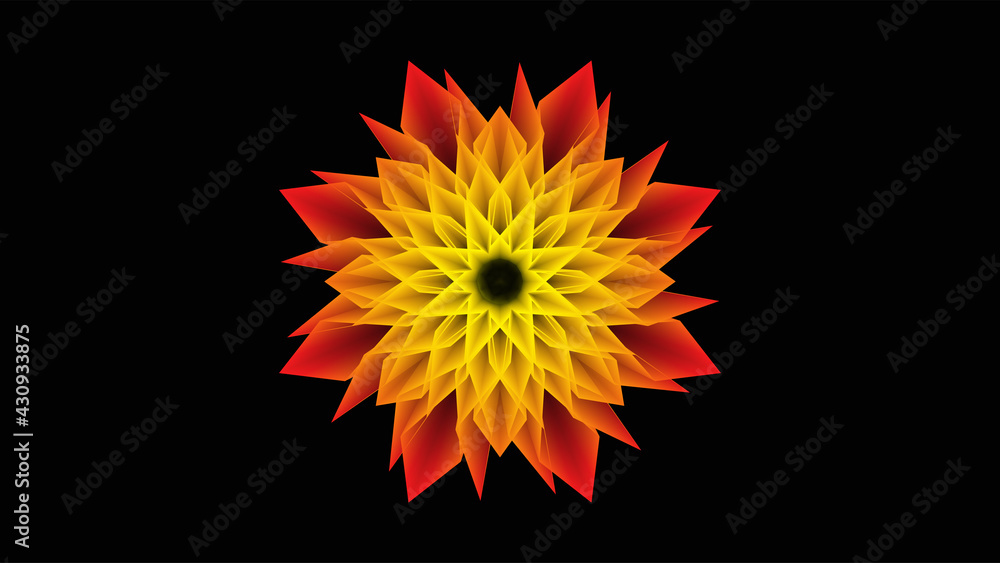 Yellow Red neon flower. Abstract art background. Yellow Red neon flower. Abstract art background.