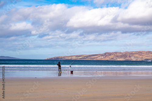 Sea fishing on Narin beach by Portnoo - Donegal, Ireland.
