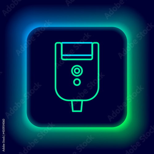 Glowing neon line Electric razor blade for men icon isolated on black background. Electric shaver. Colorful outline concept. Vector