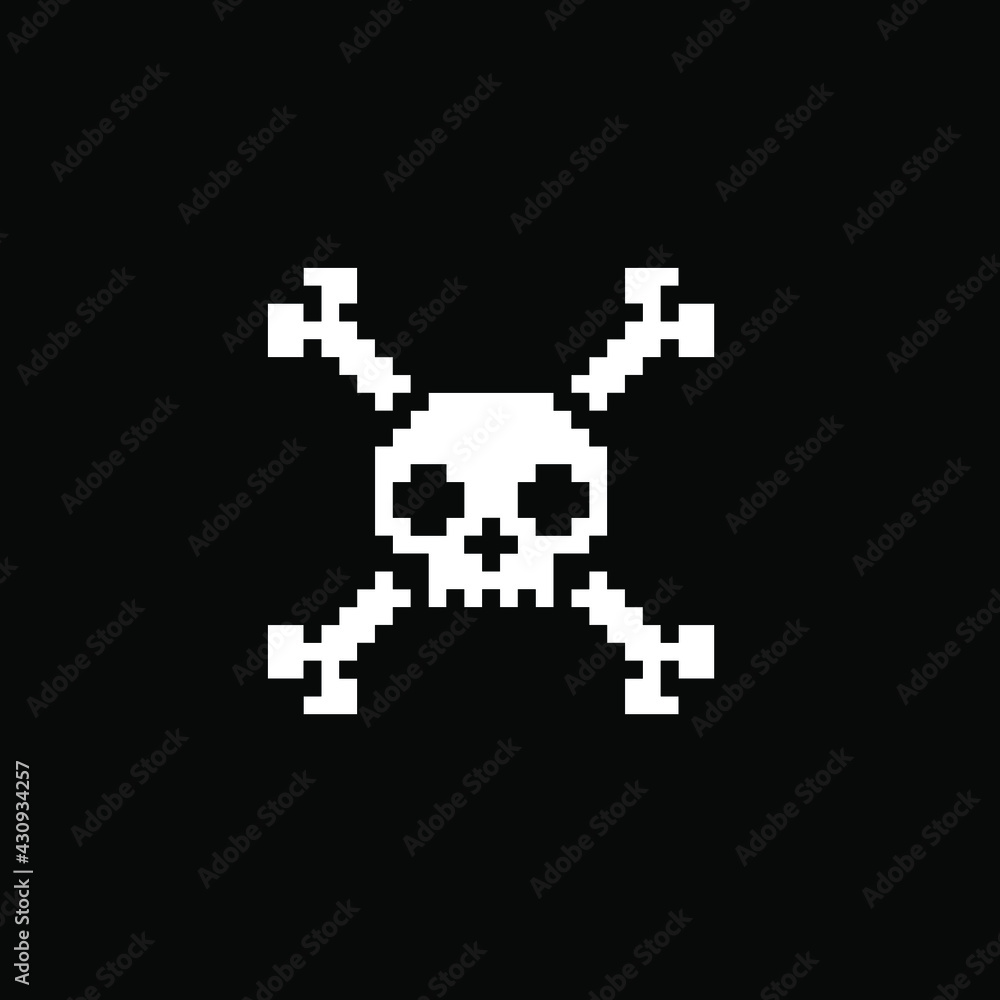 Skull crossbones pixel art style icon, isolated abstract vector illustration. Design for stickers, logo, web and mobile app. Print for clothes. Skull crossbones pixel art style icon, isolated abstract vector illustration. Design for stickers, logo, web and mobile app. Print for clothes.