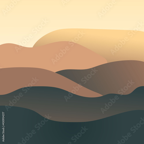 Geometric landscape background in pastel colors. Abstract mountains landscape. Vector illustration